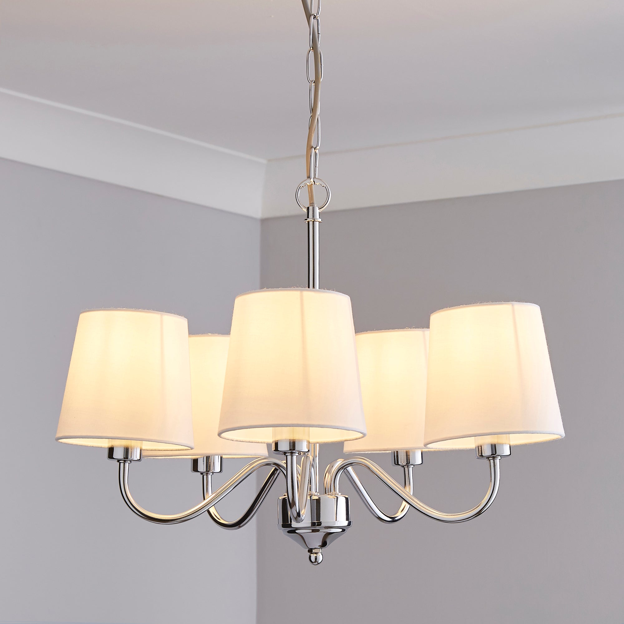 Annai 5 Light Shaded White Ceiling Fitting White