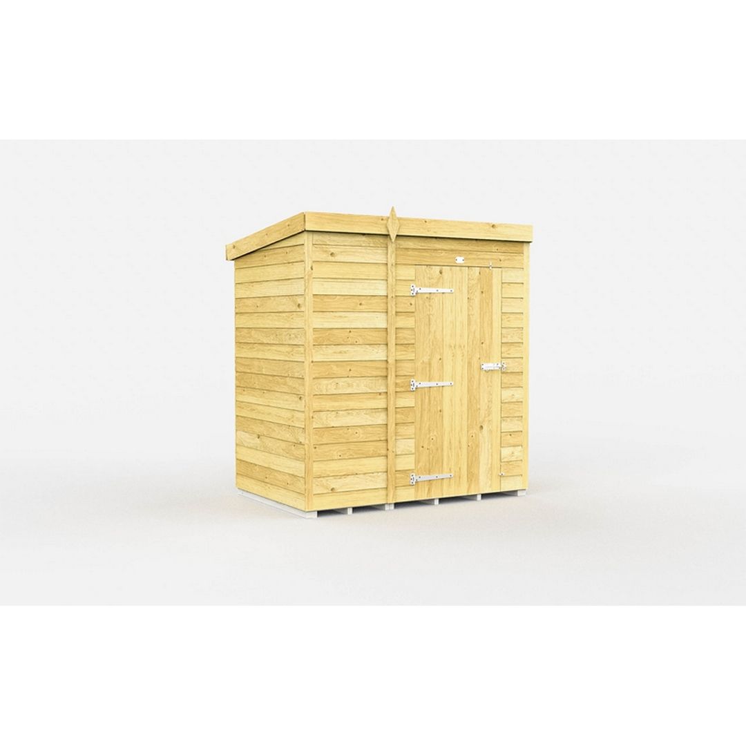 Buttercup Farm 6 x 4 Feet Pent Shed - Single Door W/O Windows - L118 x W185 x H201 cm in Brown