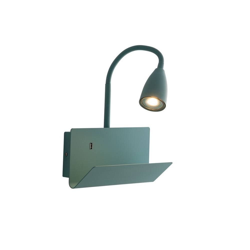 Netlighting Gulp Flexible Arm Reading Usb Wall Lamp Shelf Green GU10