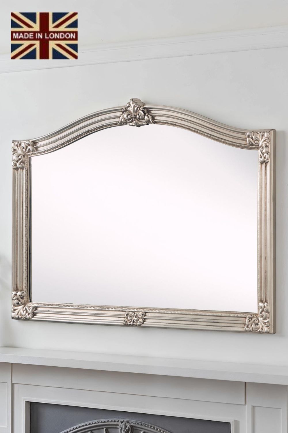 Yearn Mirrors Classic Arched Mantle Mirror Silver 130(w)x89cm(h)