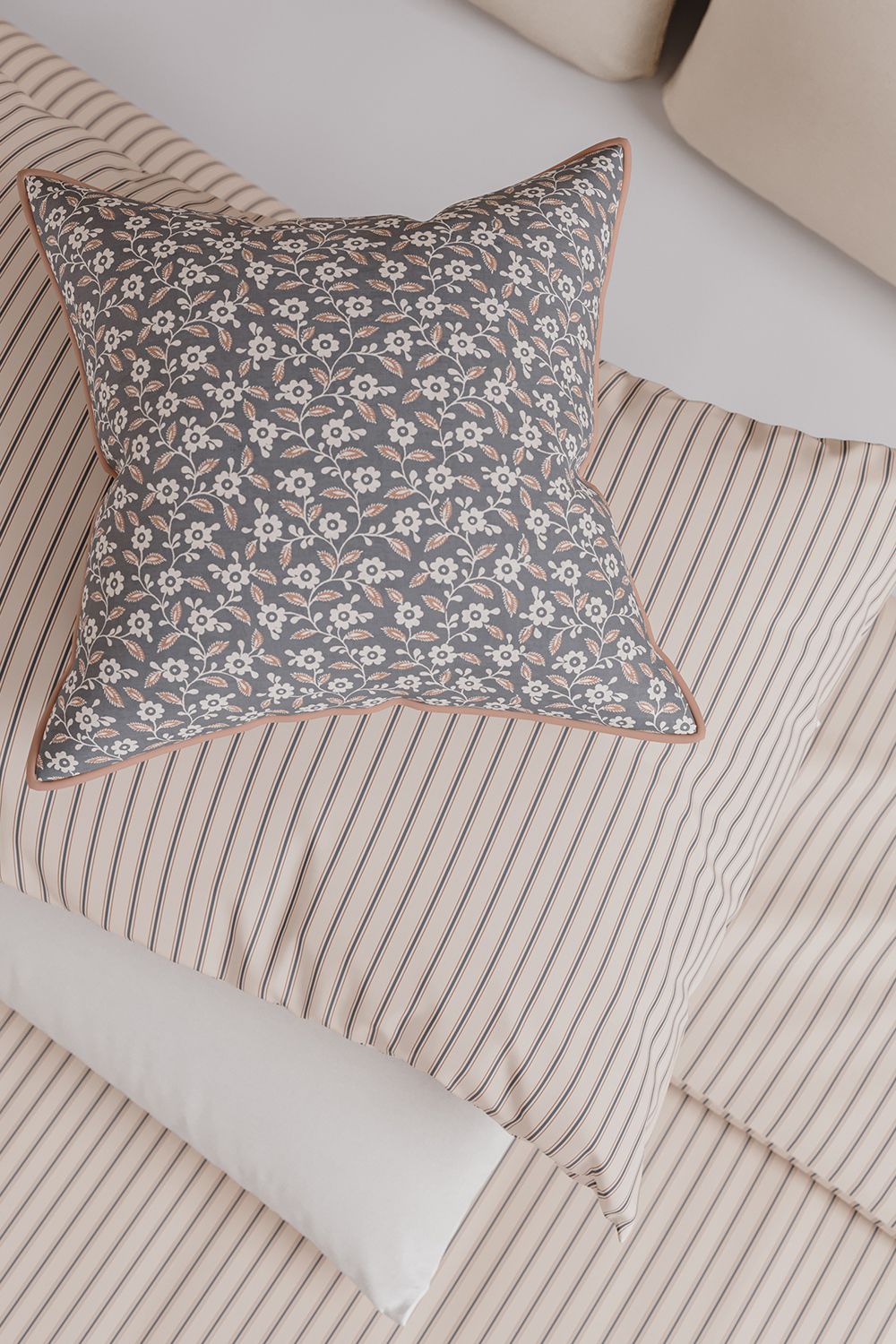 Helena Springfield 'Ticking Stripe' Cotton Duvet Cover Set in Grey 4