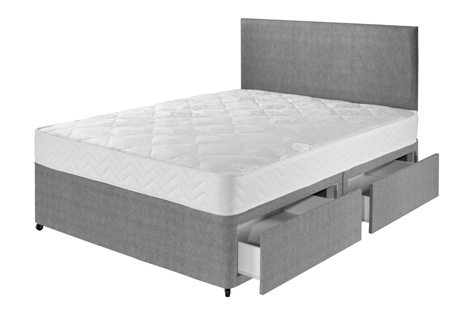 Argos Home Elmdon Comfort 4 Drawer Small Double Divan - Grey