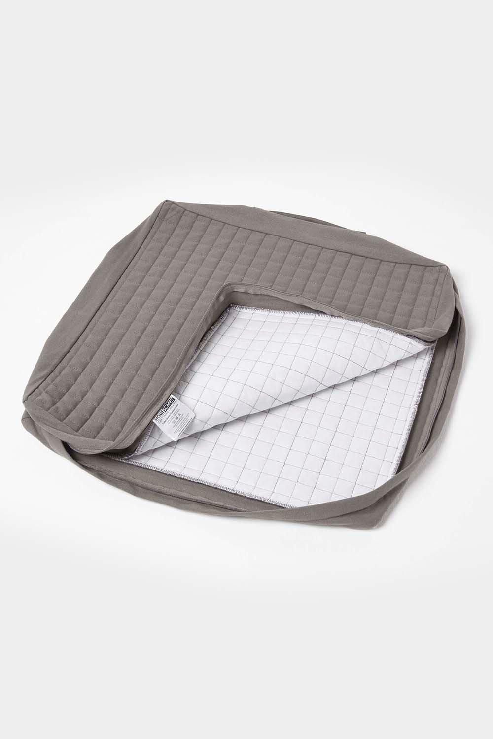 Homescapes Quilted Cotton Armchair Booster Cushion Cover in Charcoal