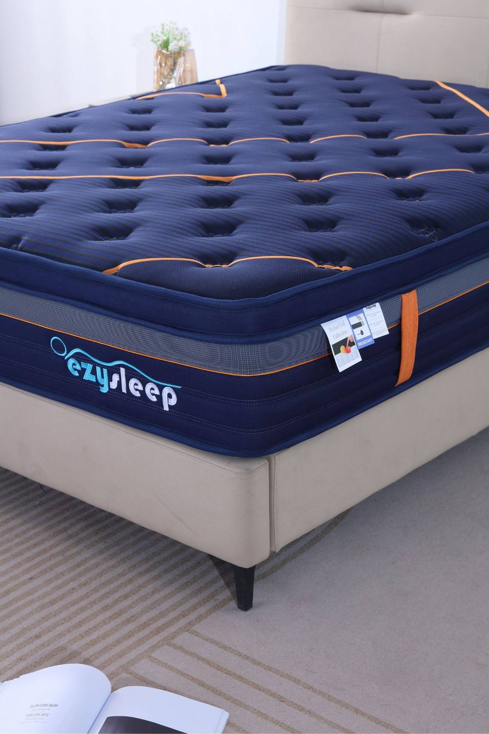 Ezysleep 30cm Saphire Harmony Spring Foam Mattress in Navy
