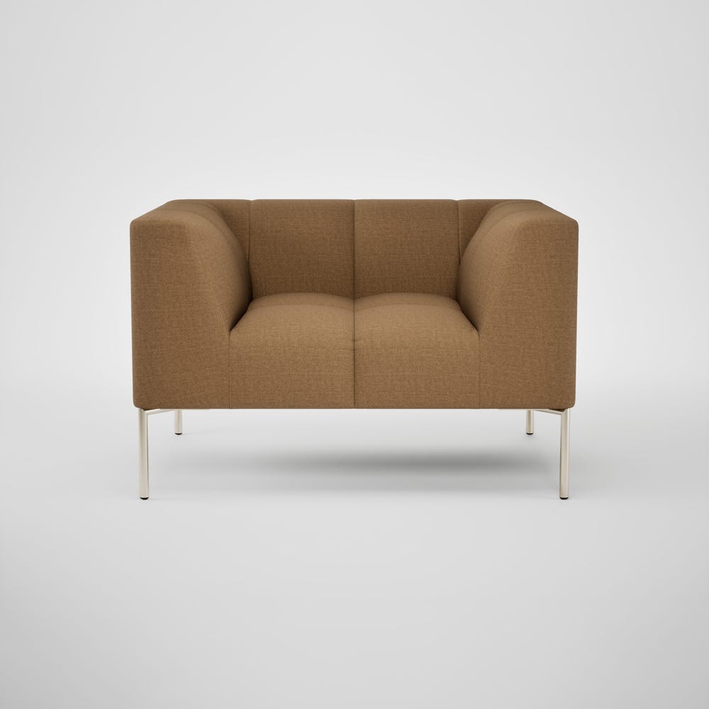 Heal's Quadro Armchair Siena Cotton Deep Sea Stainless Steel Feet 2