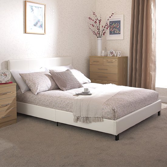 Alioth Faux Leather Single Bed In White