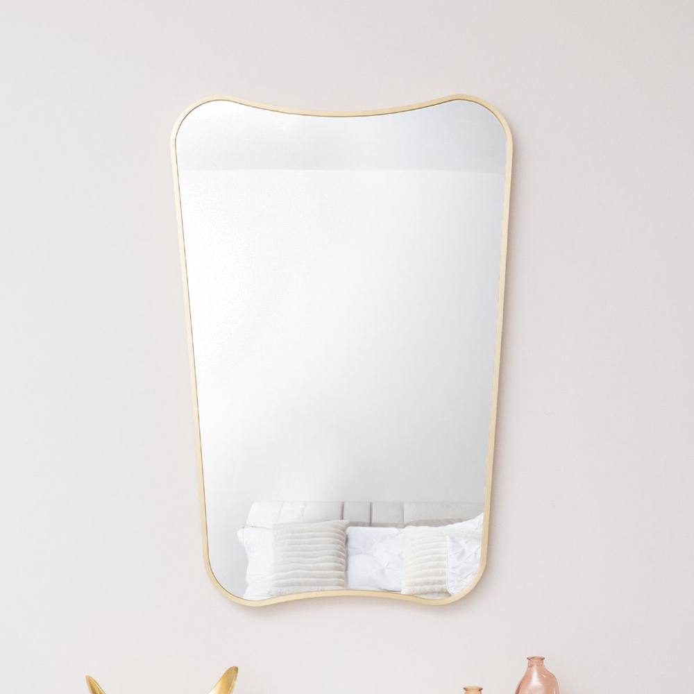 Melody Maison Gold Asymmetrical Metal Framed Wall Mirror - 54cm X 80cm