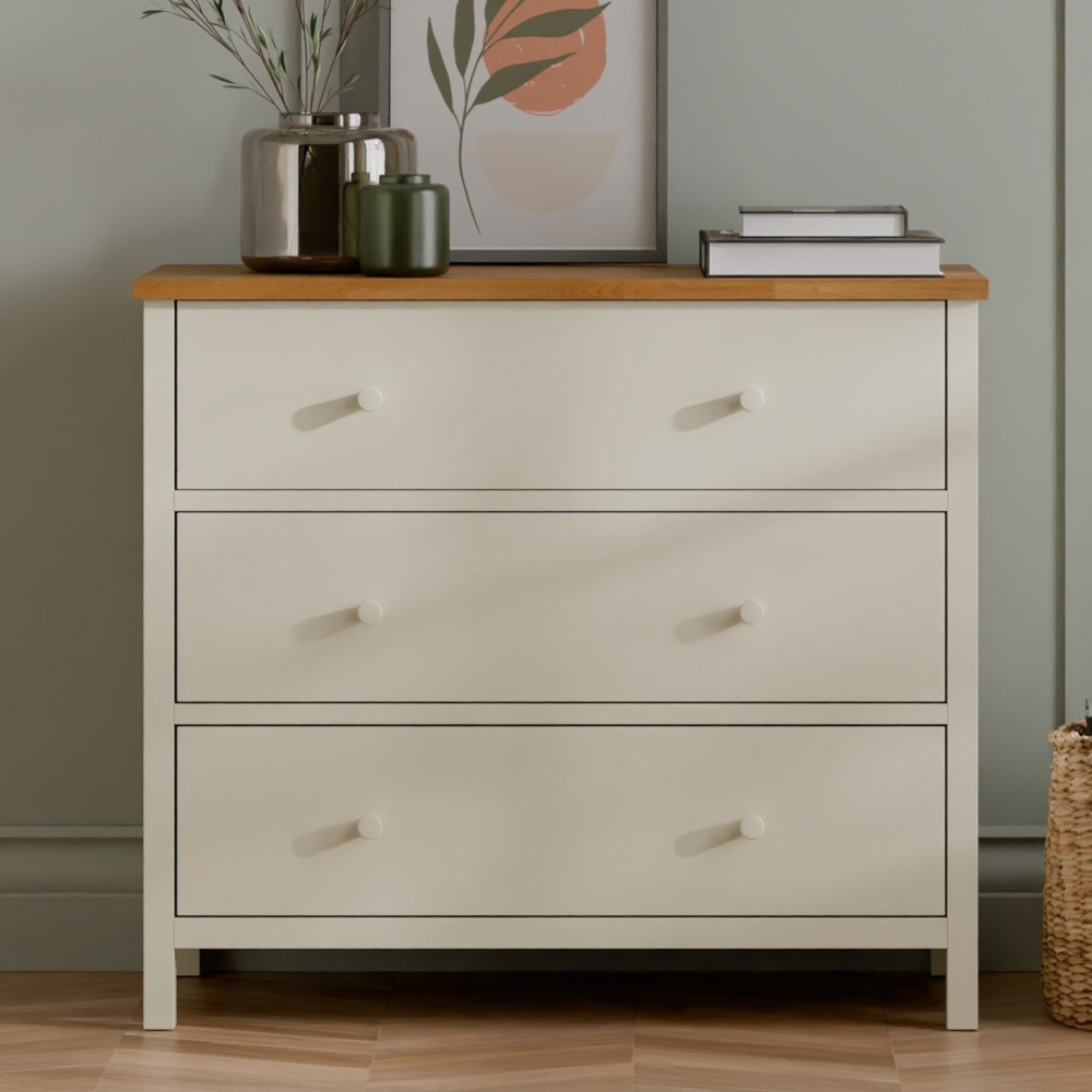 Coxmoor 3-Drawer Chest of Drawers - Oak - Wooden - Happy Beds