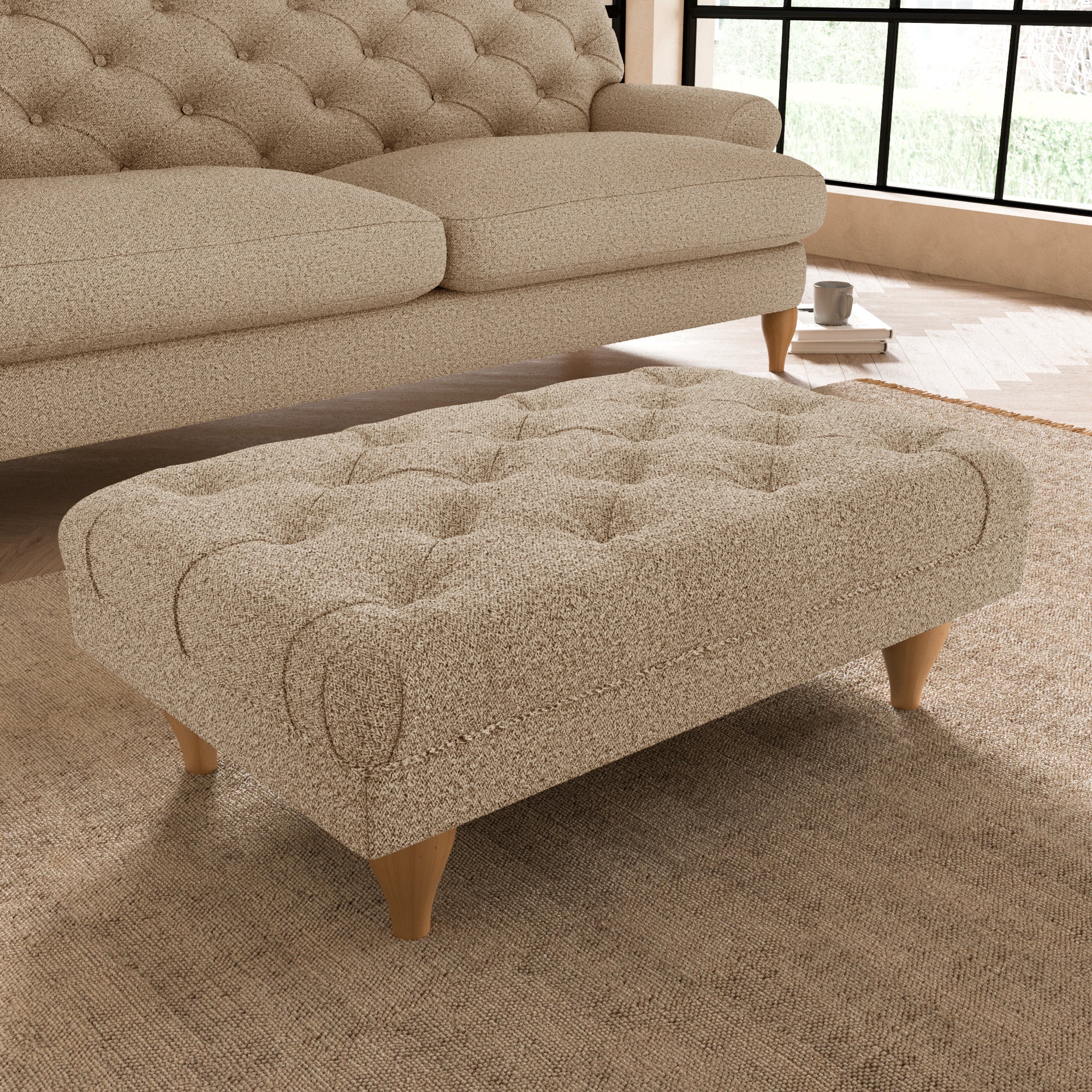 Warwick Cosy Marl Footstool Beige