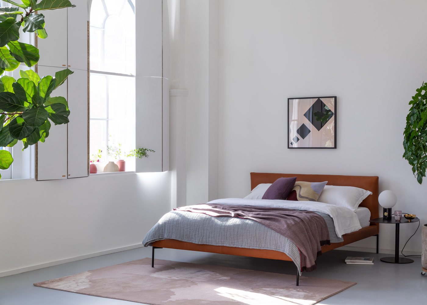 Heal's Matera Bedstead Double St Moritz Wool Teal Black Feet