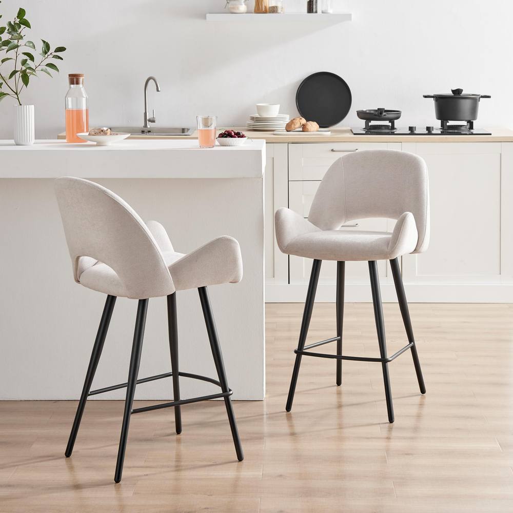 FurnitureboxUK 2x Layla Cream Fabric Bar Chairs