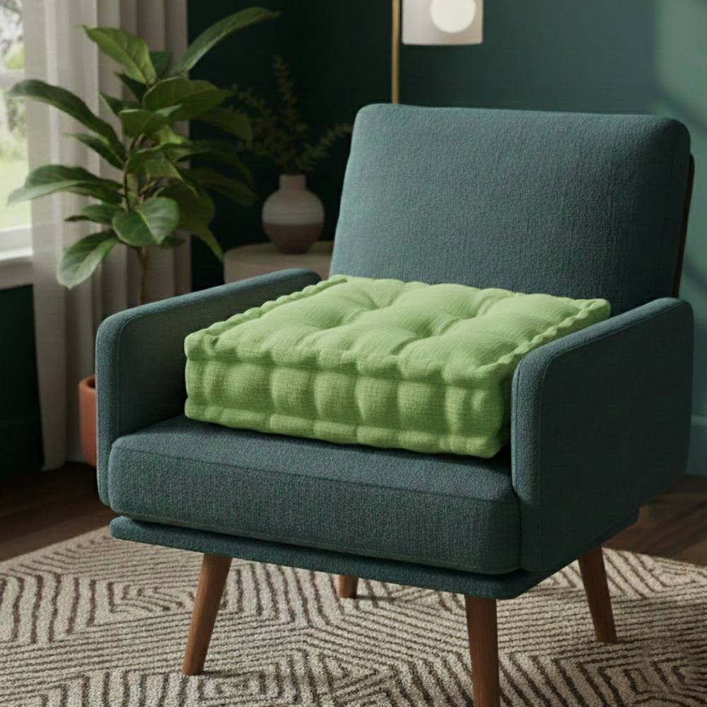 Snug City Teddy Fabric Square Booster Cushion Soft Seat Riser Pad Dining Chair in Green