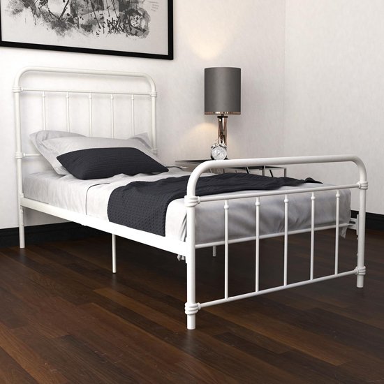 Wallace Metal Single Bed In White
