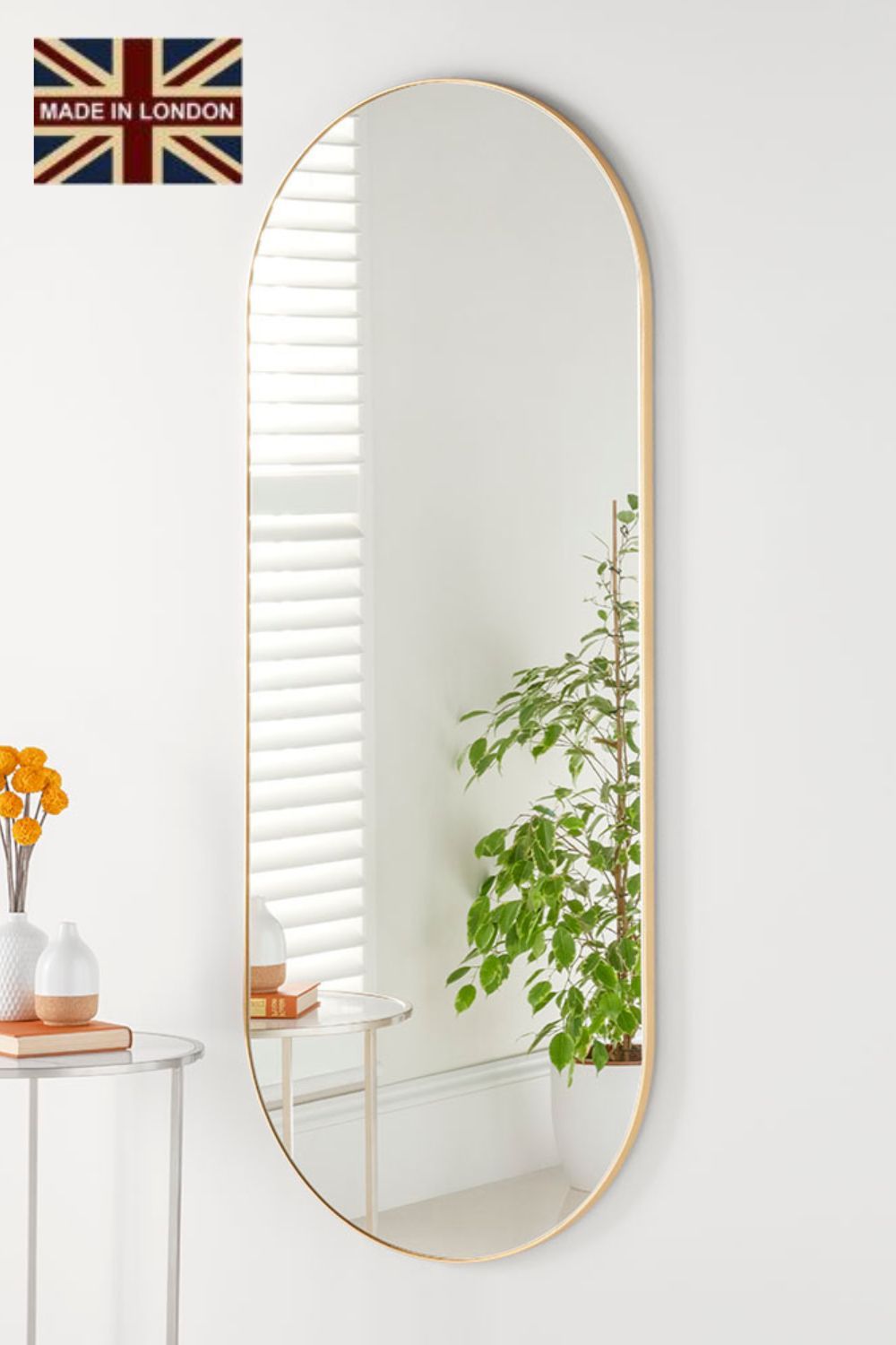 Yearn Mirrors Large Full Length Gold Curved Mirror 150x60cm