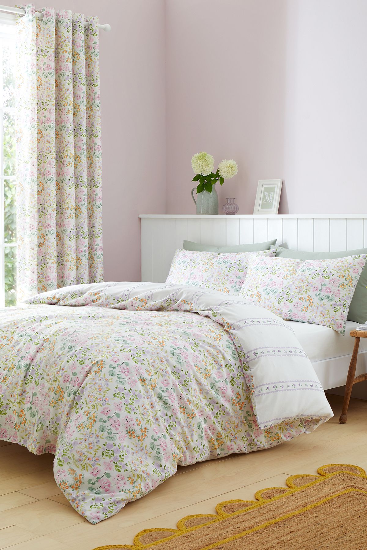 Dreams & Drapes 'Edith' Easy Care Ditsy Floral Print Duvet Cover Set in Lilac