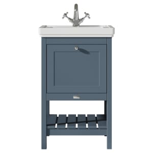 Bayswater Hartleigh Stiffkey Blue Traditional Freestanding Vanity Unit & 1 Tap Hole White Recessed Basin - 500mm