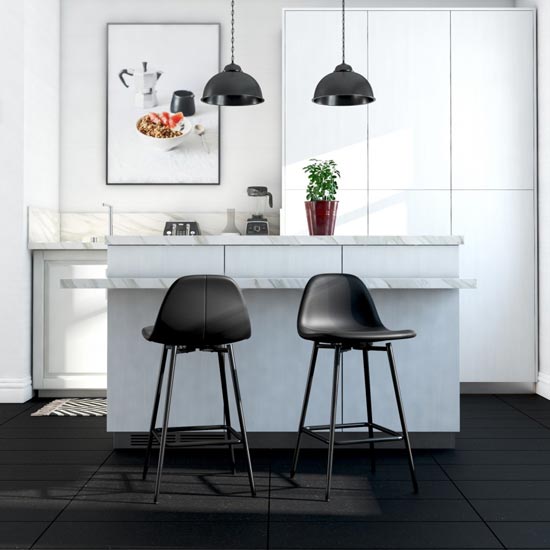 Calvin Faux Leather Upholstered Counter Stool In Black