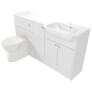 Deccado Benham Bright White Right Hand 1500mm Fitted Vanity & Toilet Pan Unit Combination with Right Hand Basin