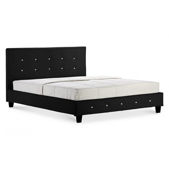 Quartz Faux Leather King Size Bed In Black
