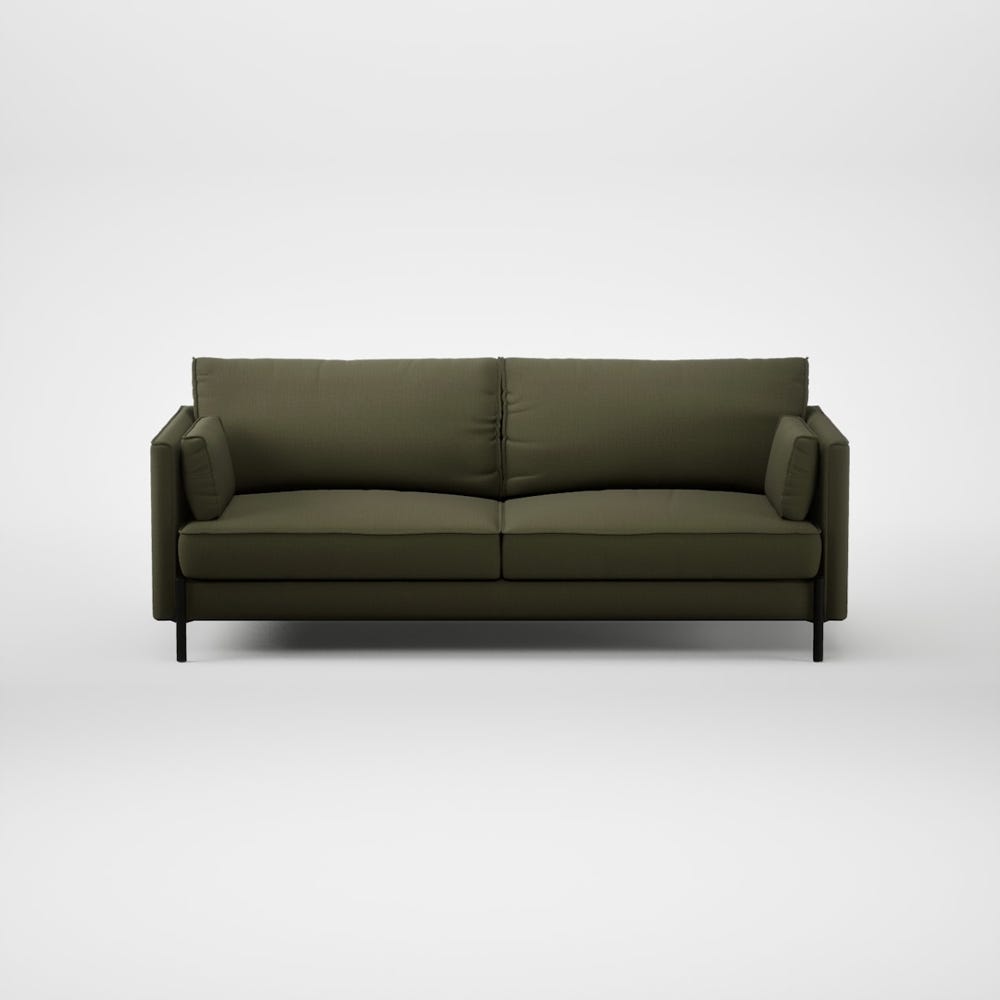 Heal's Tortona 3 Seater Sofa Smart Cotton Linen Myrtle Black Feet 2