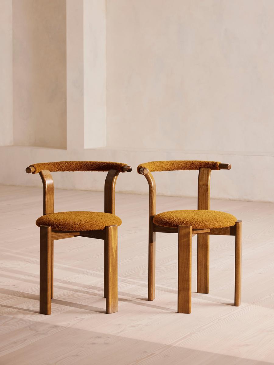 Pair of Zita Dining Chairs, Boucle, Mustard