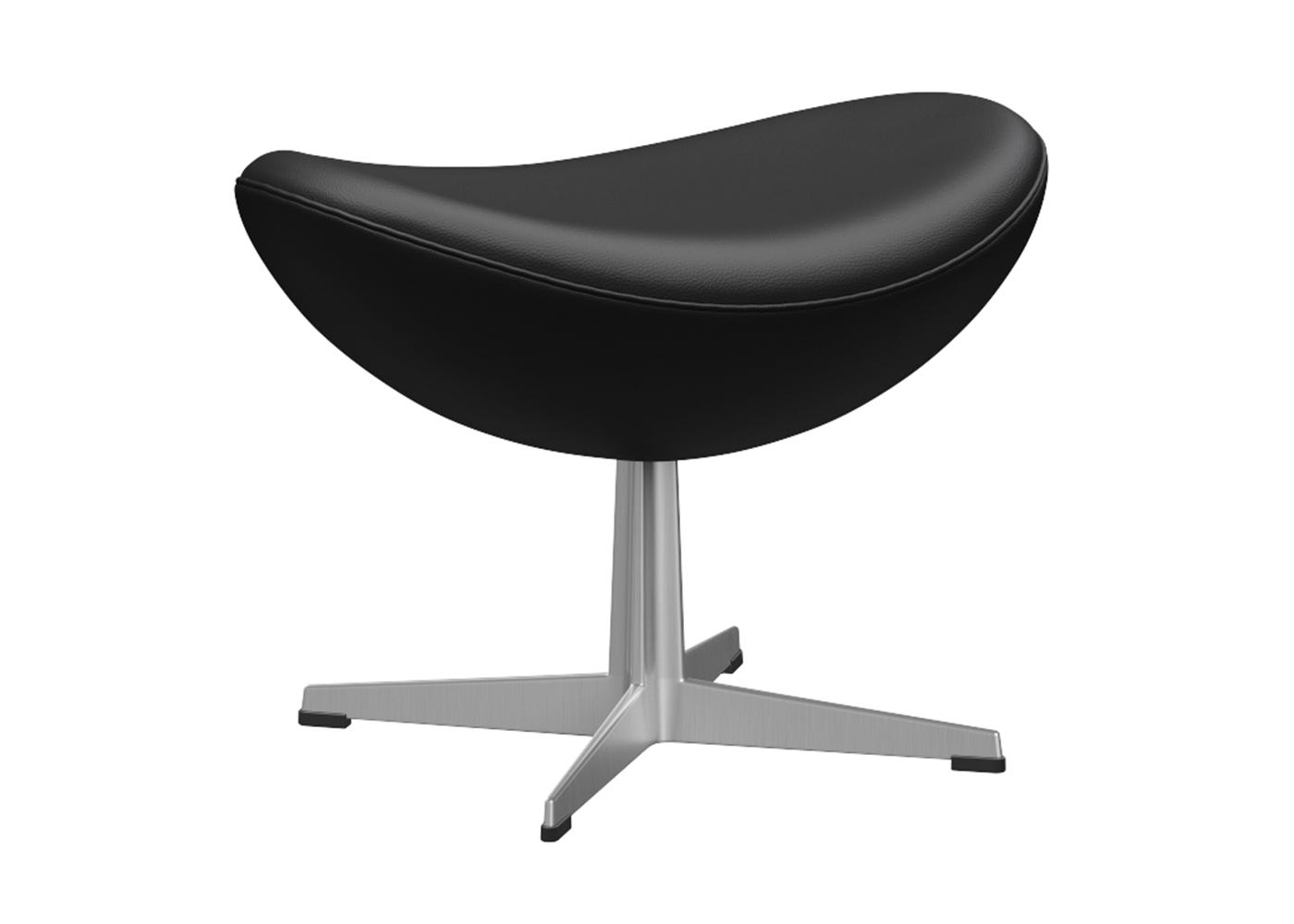 Fritz Hansen Egg Footstool Aura Leather Black Brushed Aluminium Legs