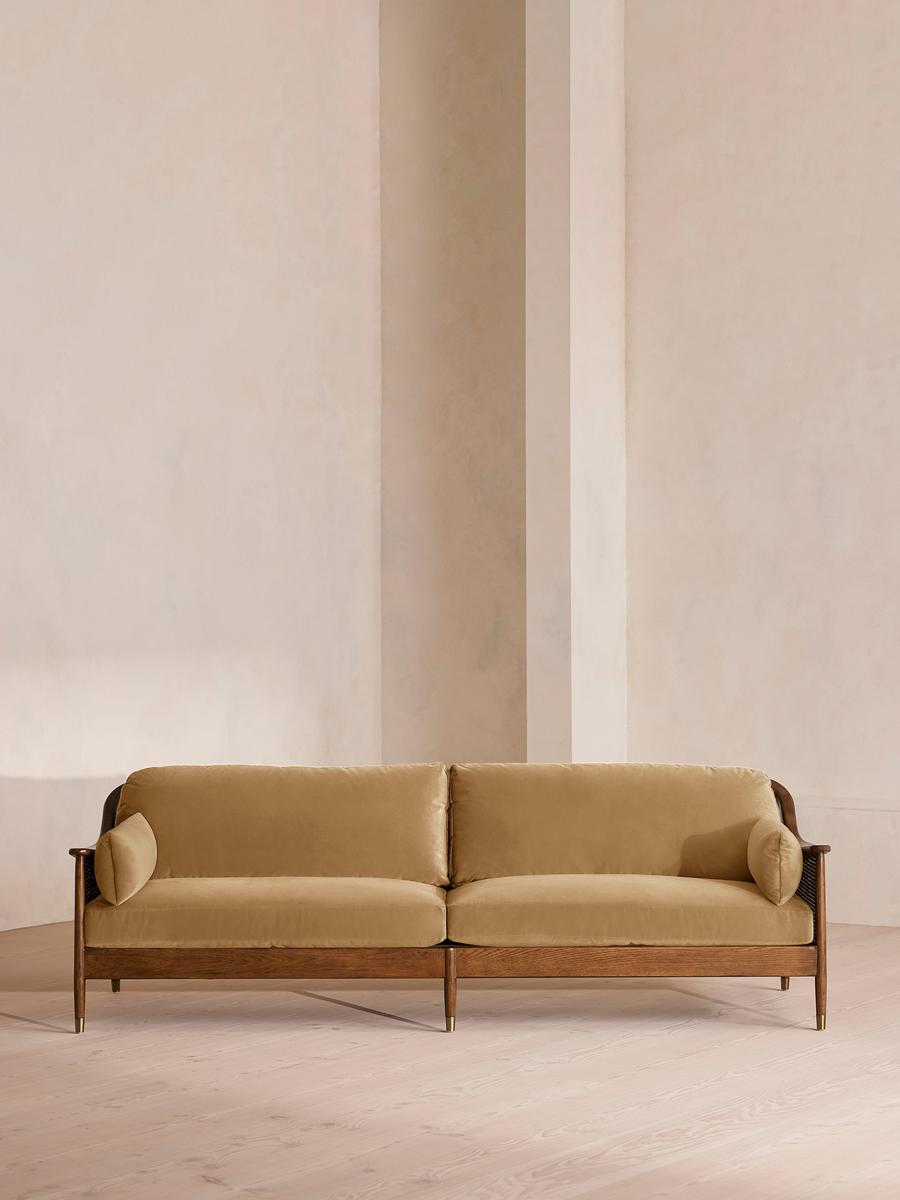 Atlanta Four Seater Sofa, Velvet, Camel