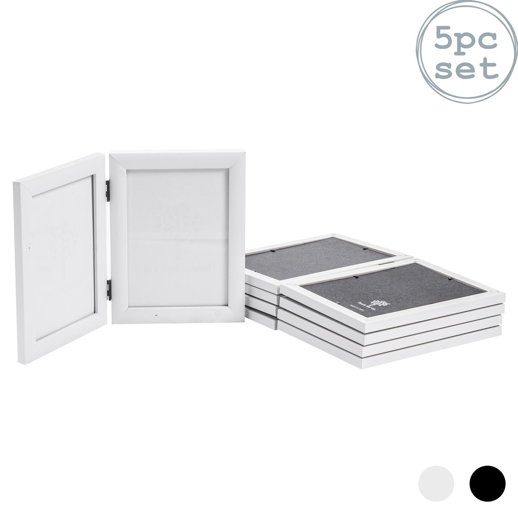 Nicola Spring 5x Folding 2 Photo Frames - 5 x 7" Freestanding Picture Display Frame in White 1