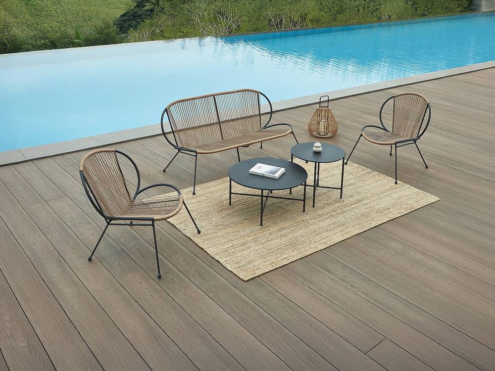 Vente-unique Set Of 2 Metal Garden Coffee Tables - Black - NIKAO By MYLIA