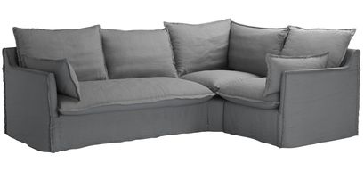 Isaac Asym: LHF 2 Seat Sofa Bed w RHF Single in Shadow Brushed Linen Cotton - sofa.com
