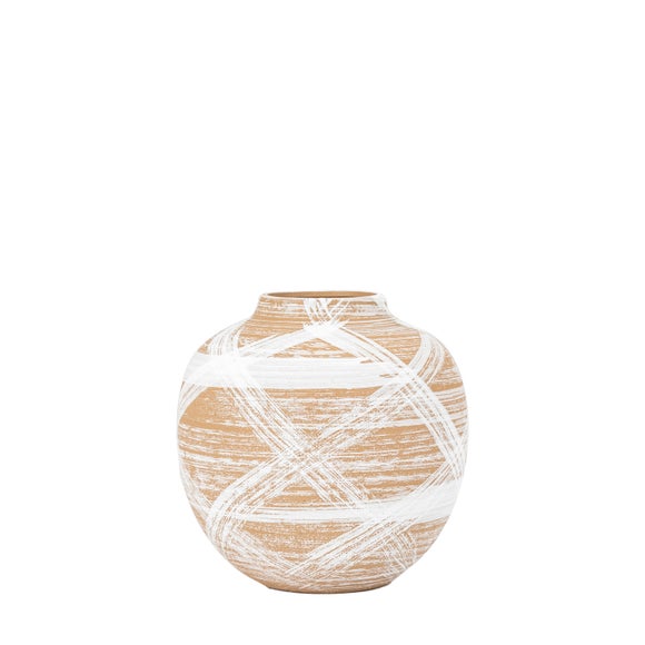 Hurne Reactive Striped Brown Stoneware Vase 4