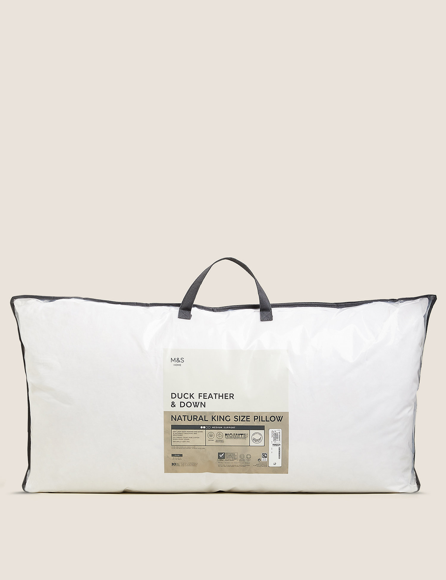 M&S Duck Feather & Down Medium King Size Pillow