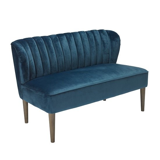 Bentley 2 Seater Sofa In Midnight Blue Velvet With Wooden Legs