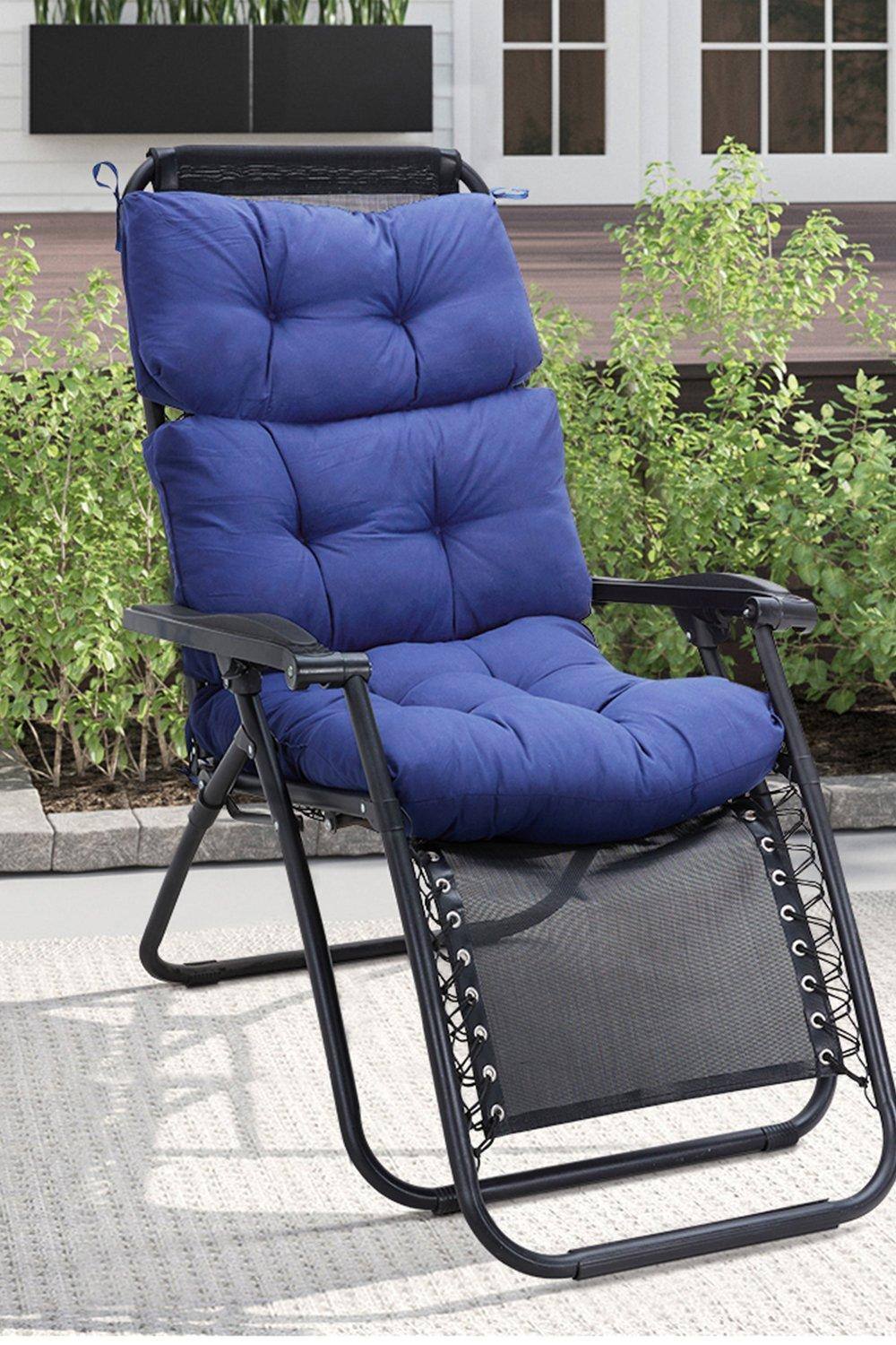 H&O Direct 110cm W x 55cm D Outdoor Tri-Fold Recliner Cushion in Navy