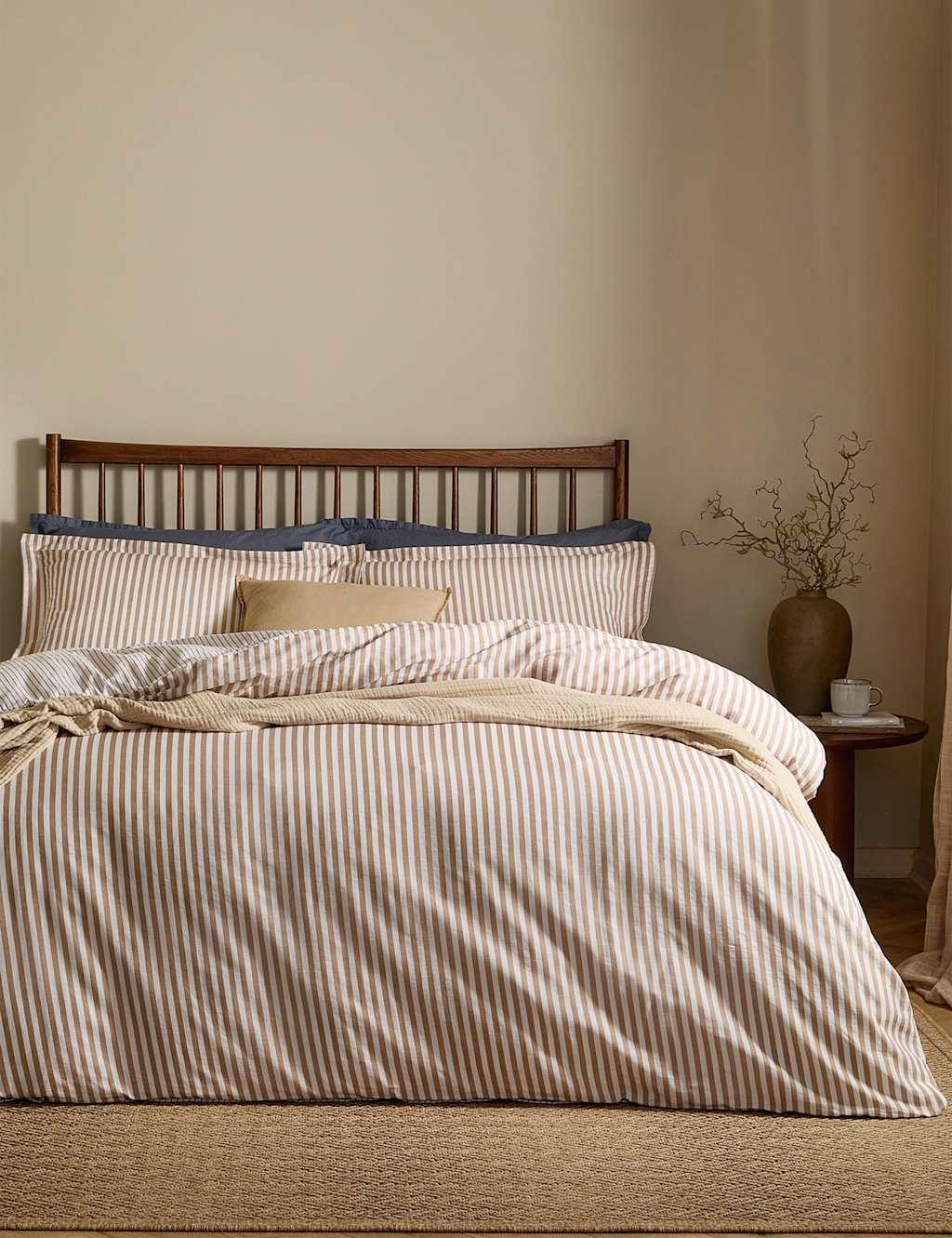 YARD Pure Cotton Hebden Stripe Bedding Set Natural Mix