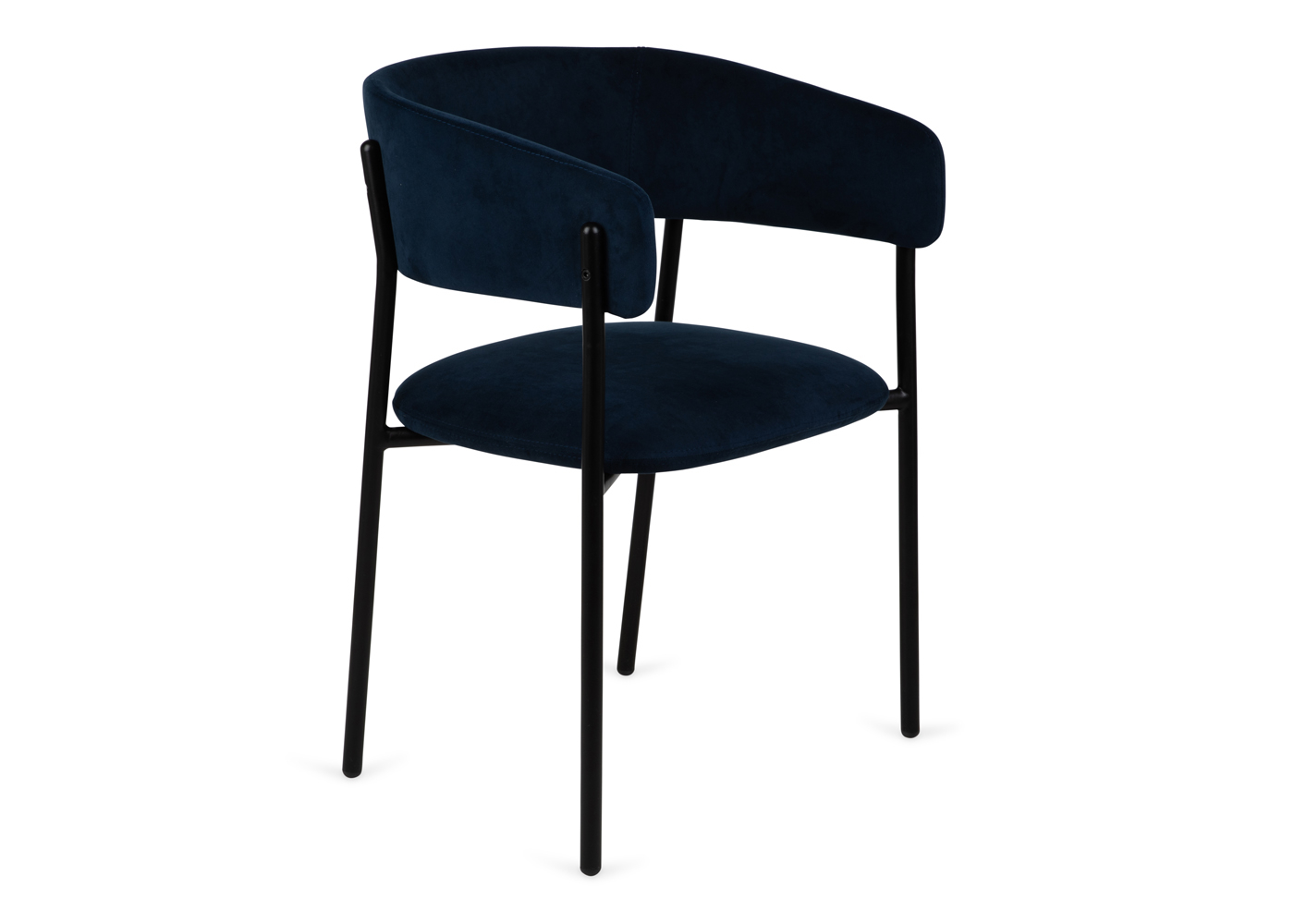 Heal's Neo Velvet Chair Indigo Blue Black Leg