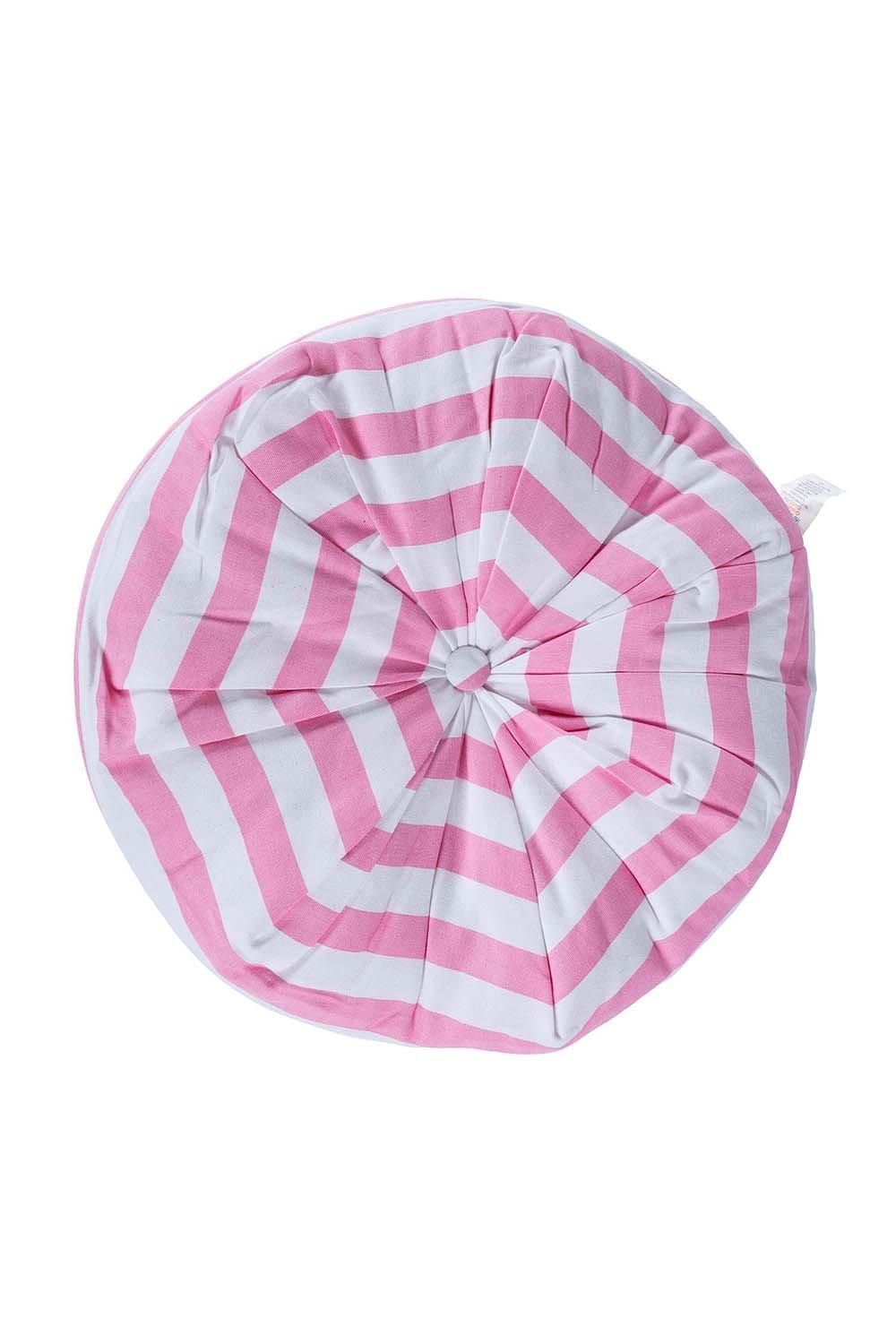 Homescapes Stripe Pleated Round Floor Cushion in Pink