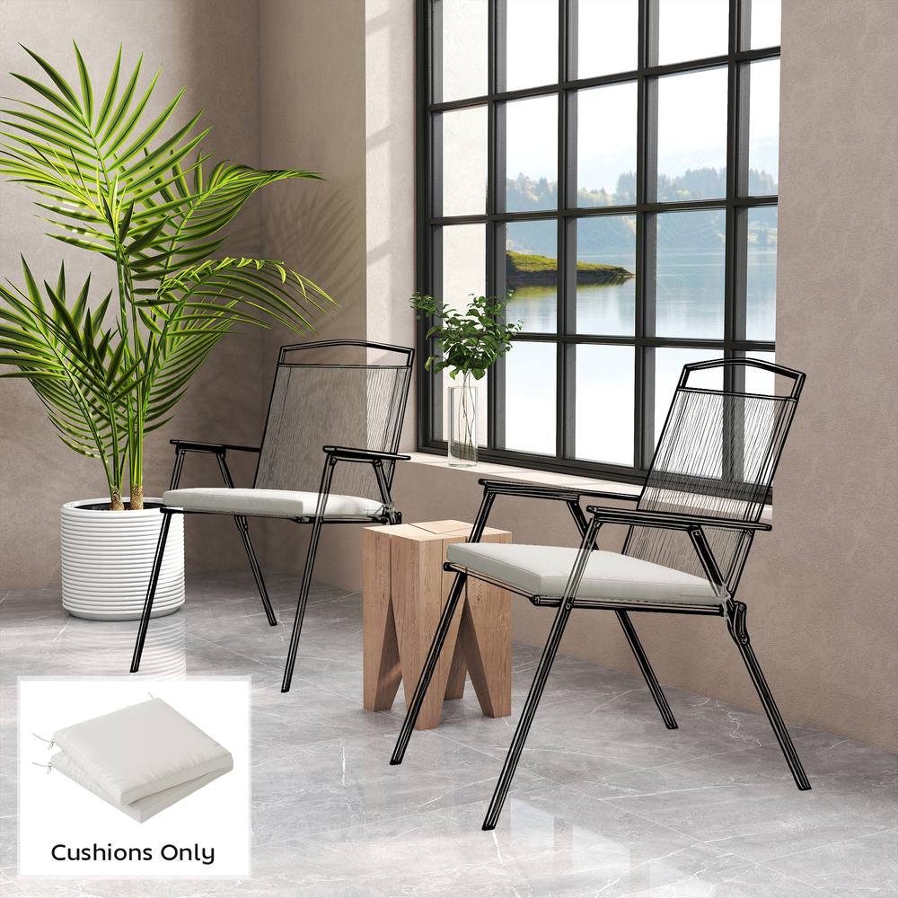 OUTSUNNY 2Pcs Garden Chair Cushions, Waterproof Seat Pads in Cream