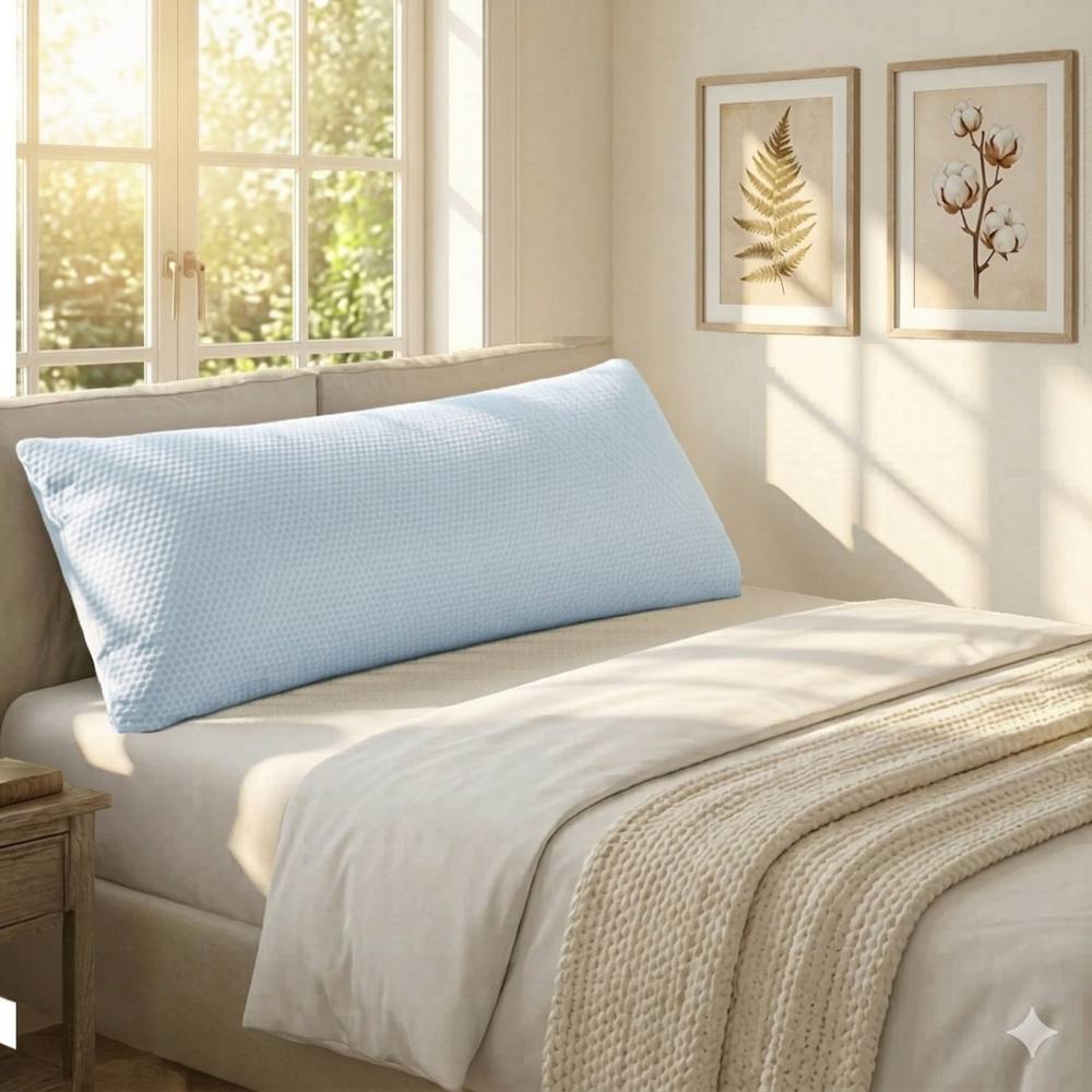 Lavio Long Bolster Pillow Memory Foam Pregnancy Nursing Support in White