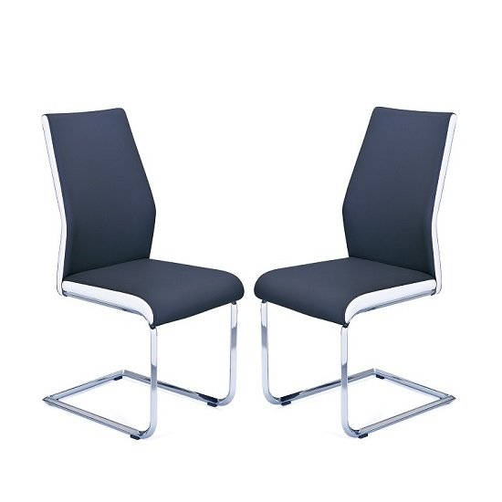 Marine Dining Chair In Black And White Faux Leather In A Pair