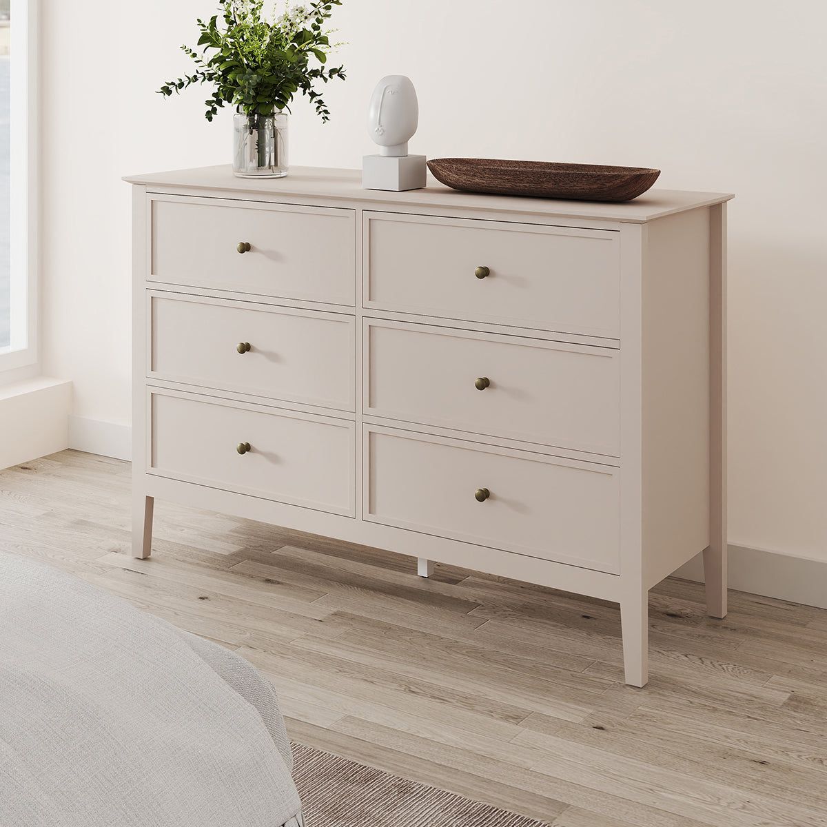 Melody Maison Large 6 Drawer Chest Of Drawers - Rowley Taupe Grey Range in Beige
