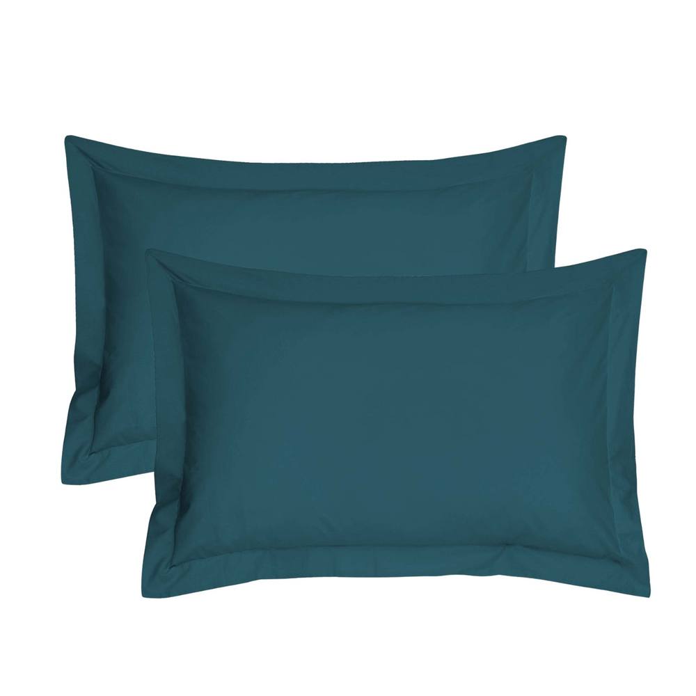 Smart Living Polycotton Oxford Pillowcases Pair 48x74cm Flanged Bedding in Teal