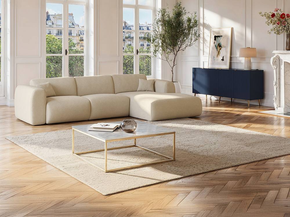 Vente-unique Designer Coffee Table - Marble & Metal - White & Gold - ARETHA in Metallic Gold