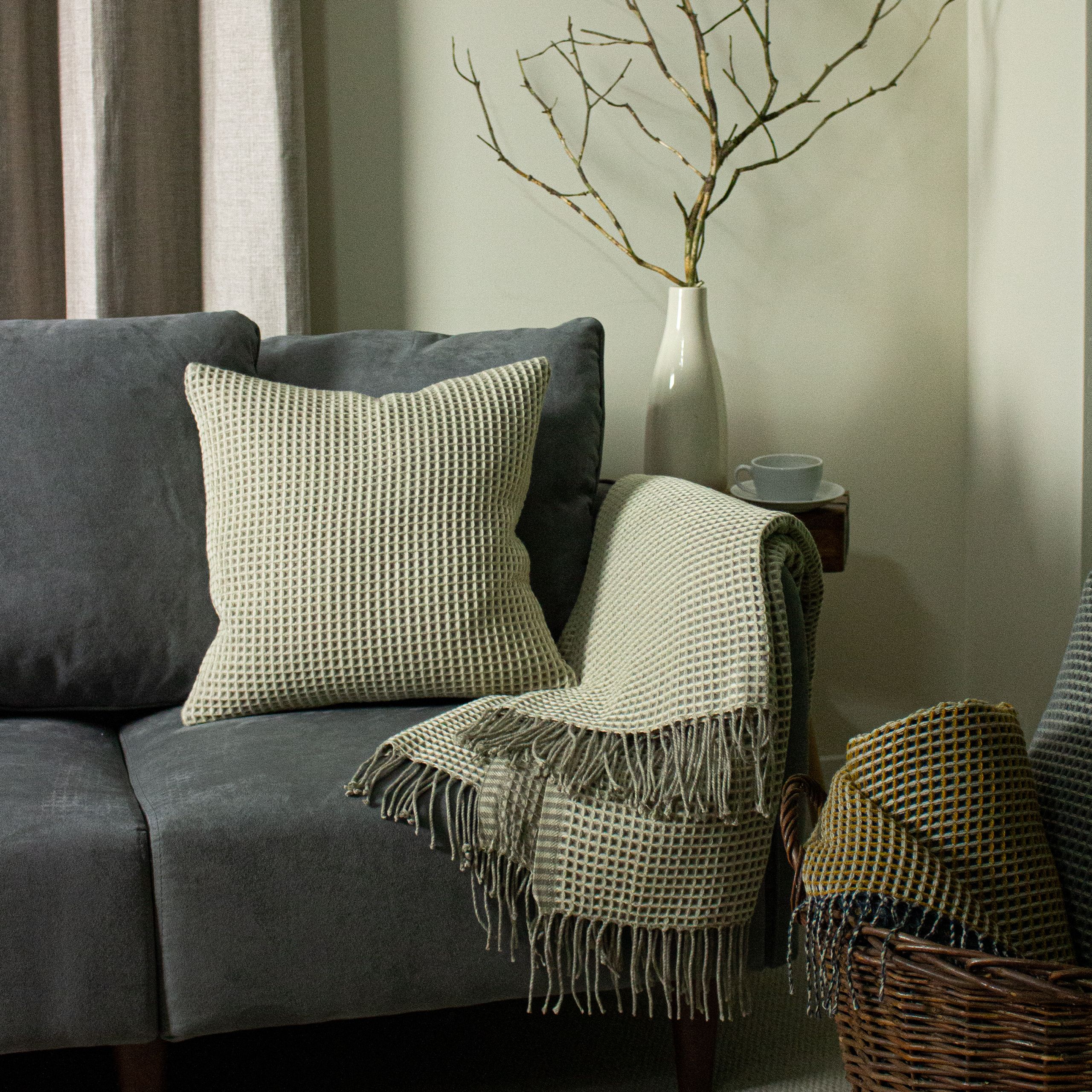 Furn Rowan Waffle Knitted Cushion in Natural