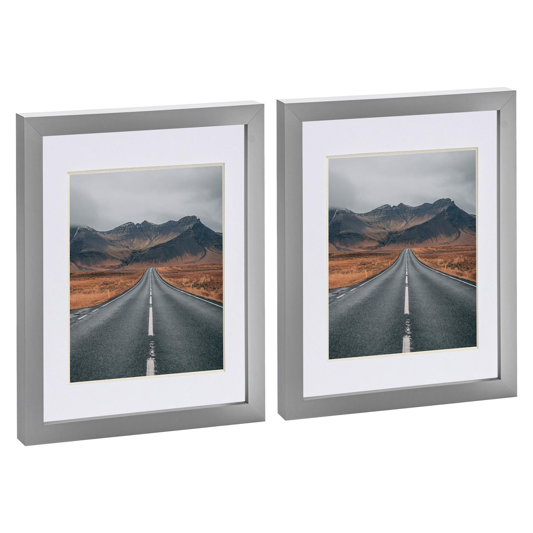 Nicola Spring Photo Frames with 5" x 7" Mount - 8" x 10" - Grey Mount - Pack of 2
