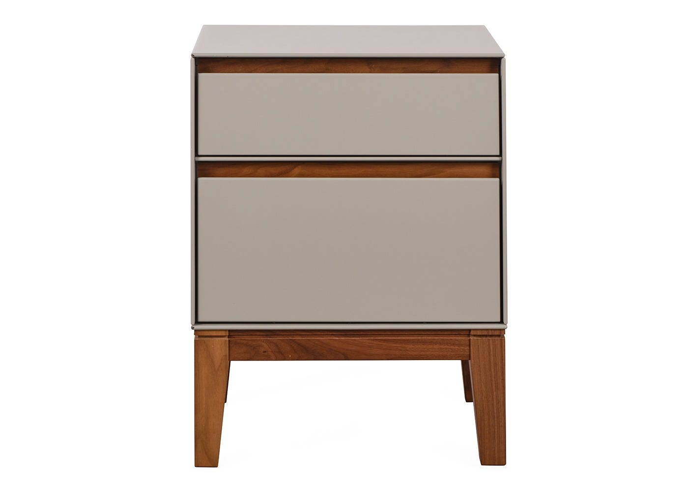 Heal's Lars Bedside Table Dove Grey & Walnut 2