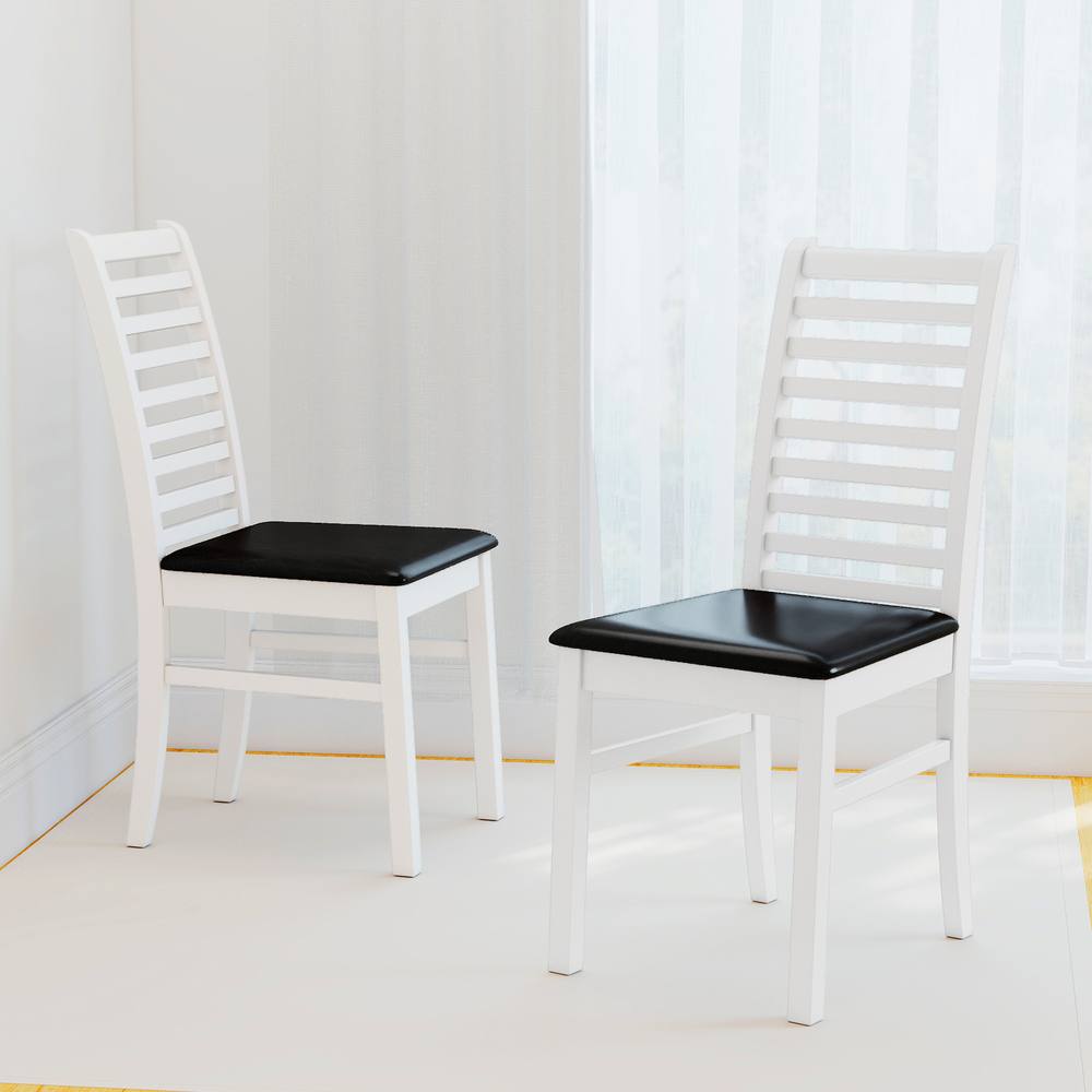 Costway 2PCS Wooden Dining Chair PU Leather Upholstered Kitchen Armless Chairs in White