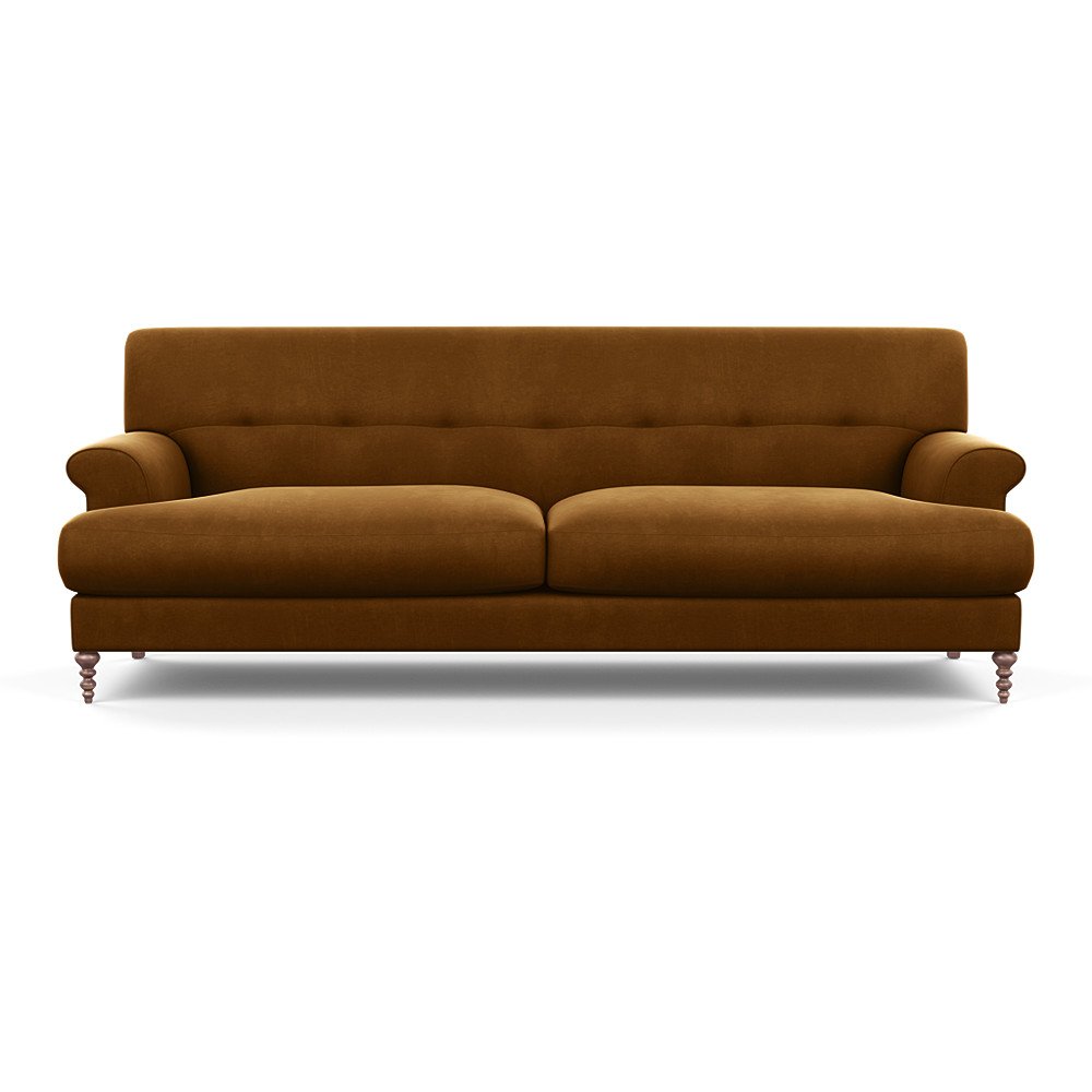 SCP Oscar 3 Seater Formal Sofa Varese Velvet Olive Green Walnut Feet