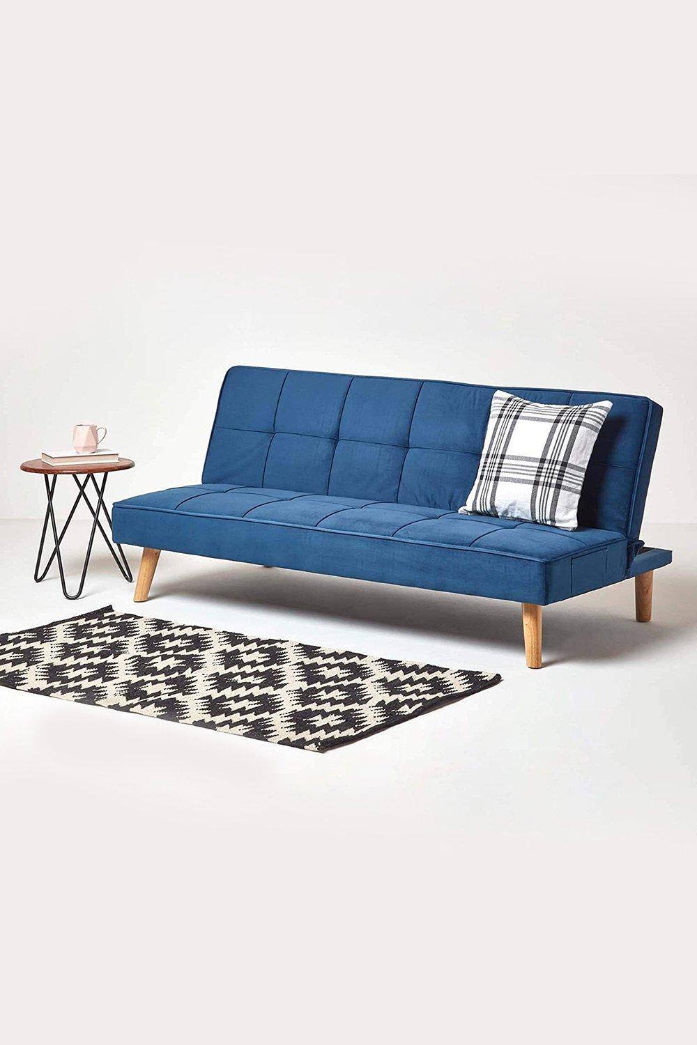 Homescapes Bower Velvet Sofa Bed in Navy 2