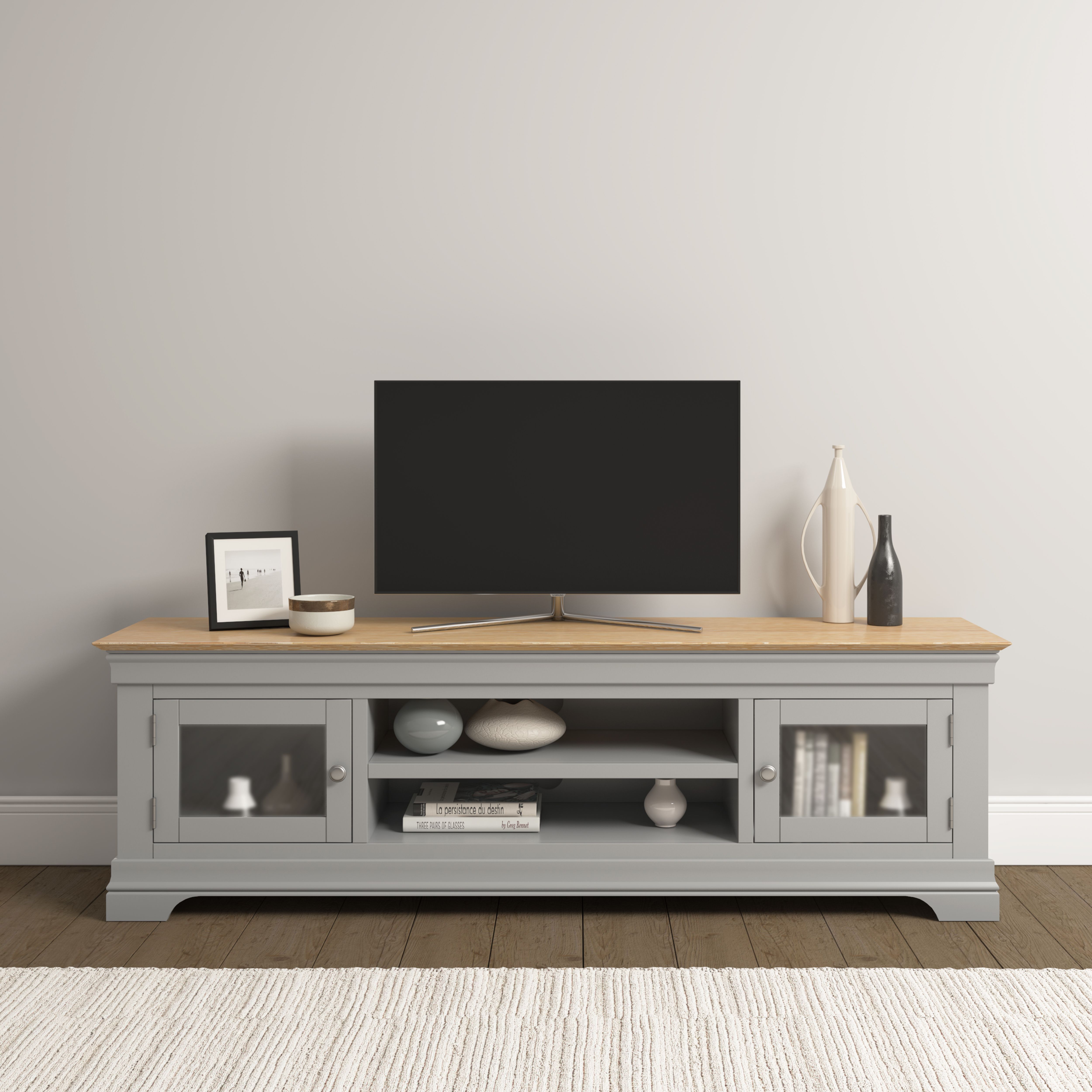 Seconique Bordeaux TV Stand (Fully Assembled) in Light Grey